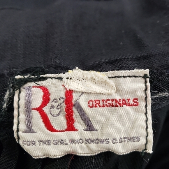 VINTAGE Mid Century Sheer Black Pleated Dress 24" Waist S Semi Open Back R&K VG - Picture 4 of 15